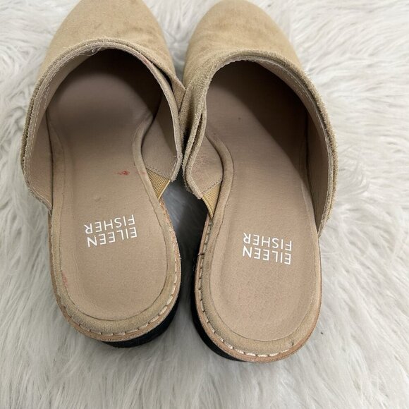 Eileen Fisher Mules Women’s Size 6.5 M Tan Leather Suede Hiya Slip On Platform - Picture 10 of 11